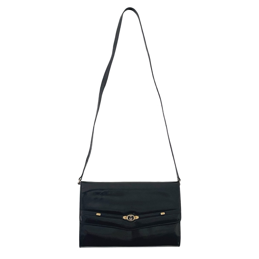 Gucci black patent leather GG logo vintage shoulder bag rare - Picture 2 of 12